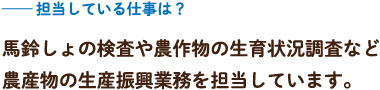 担当している仕事は？