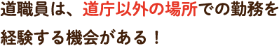 道職員は、道庁以外の場所での勤務を経験する機会がある！